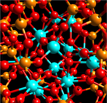 A partial image of a typical model of hafnium silicate used in the study.