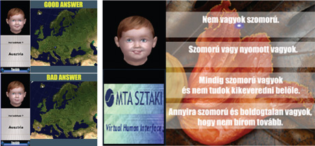 Figure 2: Examples of using the BabyTeach application to teach geography (left), and learning to take multiple-choice tests (right).