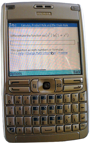 Figure 1: Online homework and assessment on a portable internet device.