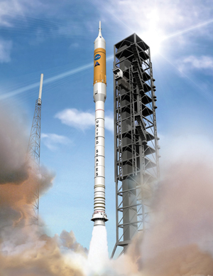 A concept image of the Ares I rocket now in develpment on the launch pad at NASA's Kennedy Space Center. The software that controls a spacecraft is a good example of a safety-critical application. Image: NASA/MSFC.