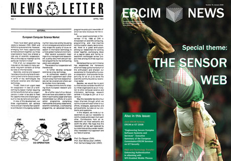 ERCIM News issues number 1 (1989) and 76 (2009).