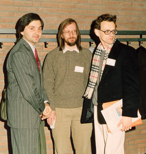 The first ERCIM fellows Michal Haindl (left) and Eric Rutten (right) during an ERCIM workshop at CWI in Amsterdam in November 1990 (in the center Chris Greenough of RAL, now STFC). More than 200 fellows have been hosted in ERCIM institutes through the Fellowship Programme since its inception in 1990. 
