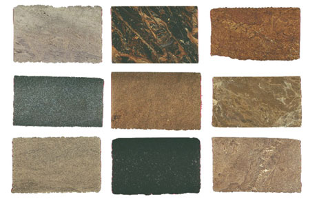 Figure 1: Photographs of stone slabs classified into different types of stone, used to experiment automated classification.